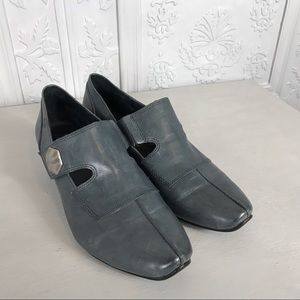 Josef Seibel Comfort Shoe Leather Blue/Grey Upper Silver Accent Medium Heel